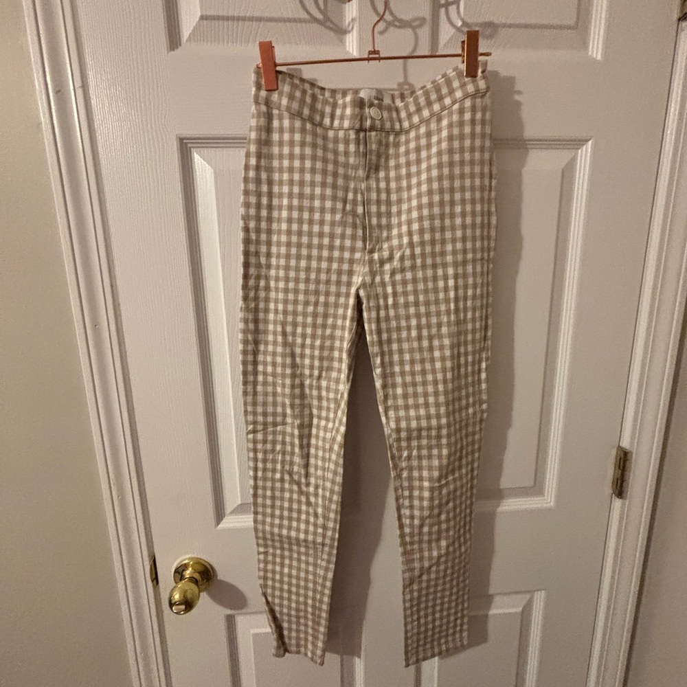 Women’s Tan Checkered Pants